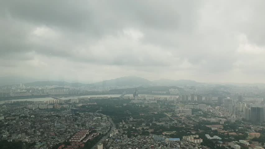 landscape of Seoul from N Seoul Tower of Nam mountain FHD 30FPS