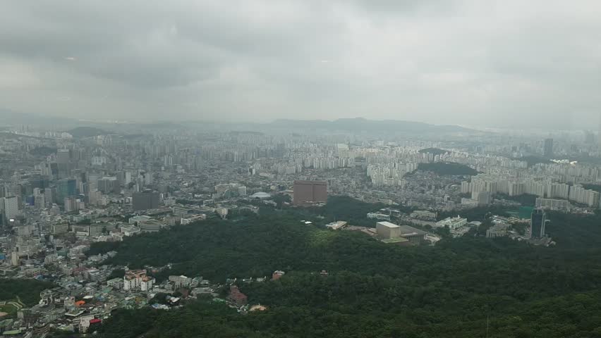 landscape of Seoul from N Seoul Tower of Nam mountain FHD 30FPS