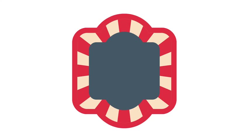 A round, ornate carnival banner with alternating red and blue elements designed for festive promotions, signs, or digital decorations