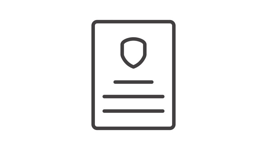 Animated a document with a shield dollar sign and smaller shield
