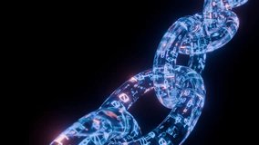Glowing Digital Blockchain Chain Made of Binary Code Links Representing Cybersecurity, Data Integrity, and Decentralized Technology in a Futuristic Space. Seamless loop background animation - Powered by Shutterstock - Get 15% off with code: PIKWIZARD15
