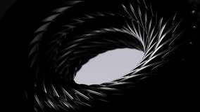 Описание:
Abstract 3D rendering of a twisted metallic structure forming a vortex or tunnel shape. Dynamic composition with sharp geometry, high contrast lighting, and a minimal monochrome palette. Per - Powered by Shutterstock - Get 15% off with code: PIKWIZARD15