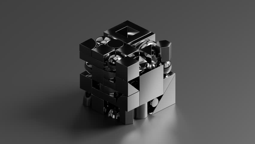 Black geometrical shapes - 3D 4k animation (3840x2160px)