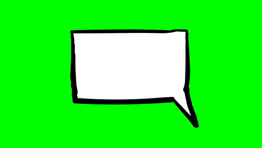 Hand drawn Comic style speech bubble icon on green screen,comic balloon, explanation text box, chat icon on chroma key.