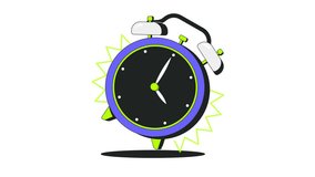 Ringing alarm clock 2D onboarding ui animation. Time management. Urgency, reminder, scheduling. Hurry alarmclock. Morning wake up animated cartoon flat concept metaphor 4K video isolated on white - Powered by Shutterstock - Get 15% off with code: PIKWIZARD15