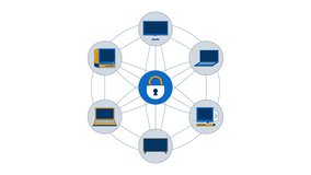 Safe network of connected devices 2D animation. Endpoint security. Encryption computers. Cybersecurity padlock animated composition cartoon flat concept metaphor 4K video isolated on white - Powered by Shutterstock - Get 15% off with code: PIKWIZARD15
