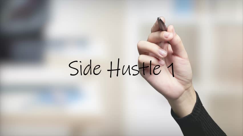 Side Hustle 1 Handwriting using black marker on glass