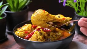 Chicken curry slow-cooked in dum style, paired with aromatic basmati rice — rich, spiced, flavorful, ideal for traditional meals, thali plates, festive dining, and styled food visuals. - Powered by Shutterstock - Get 15% off with code: PIKWIZARD15