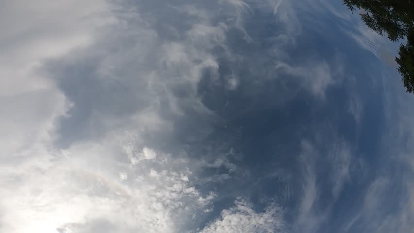 Fish eye lens view of blu sky