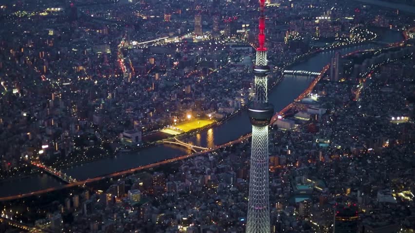 Tokyo skytree aerial nightscape, Japan