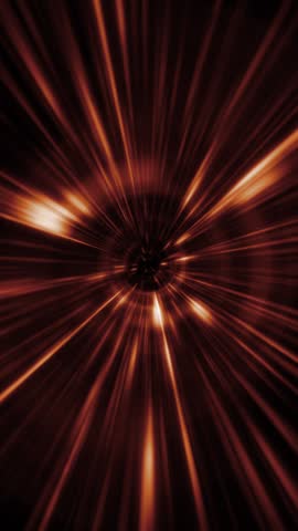 Dynamic futuristic sci-fi background with fiery hot energy light beams zoom effect. Flying at warp speed through a space energy portal or wormhole. Full HD and looping vertical background animation.
