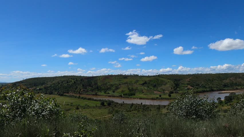 Beautiful landscape with a river on national road 2 towards Toamasina in Madagascar