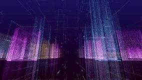 A breathtaking and stunning view of a breathtaking digital landscape filled with vibrant neon colors and surreal patterns. Futuristic digital city background. 4K animation - Powered by Shutterstock - Get 15% off with code: PIKWIZARD15