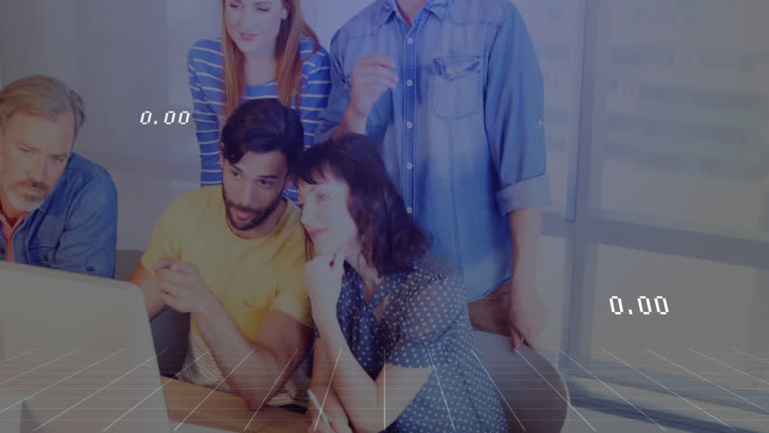 Team of colleagues responding to business graphs appearing and analyzing rising performance metrics. Collaboration, teamwork, data analysis, digital, modern, professional, corporate - Powered by Shutterstock - Get 15% off with code: PIKWIZARD15