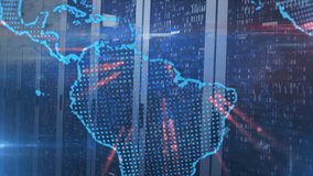 Server glow initiating 3D globe materializing spinning data lines fading showing network activity. Data center, technology, digital globe, network, cybersecurity, futuristic, infrastructure - Powered by Shutterstock - Get 15% off with code: PIKWIZARD15