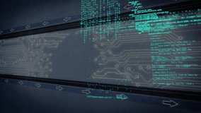 Interface opening on dark circuitry, green code streaming over house icon for network visualization. Technology, cybersecurity, digital, connectivity, data, network, innovation - Powered by Shutterstock - Get 15% off with code: PIKWIZARD15