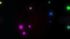 Glowing neon stars drifting rightward while incoming lens flare brightening stars creating depth. Nebula, cosmic, vibrant, abstract, nightlife, illumination, motion - Powered by Shutterstock - Get 15% off with code: PIKWIZARD15