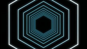 Neon hexagon glowing triggers shapes forming tunnel with streaks and rainbow halo showing depth. Futuristic, abstract, vibrant, cosmic, digital, immersive, sci-fi - Powered by Shutterstock - Get 15% off with code: PIKWIZARD15