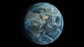 Upon start, rotating Earth showing shifting grid and streaming numerals, mapping real time data. Global monitoring, digital analytics, earth data, technological innovation, space visualization, data - Powered by Shutterstock - Get 15% off with code: PIKWIZARD15