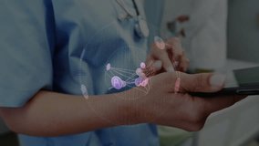 Medical professional holding tablet tilting revealing rotating network sphere for patient data. Healthcare, telemedicine, digital health, innovation, technology, medical, teamwork - Powered by Shutterstock - Get 15% off with code: PIKWIZARD15