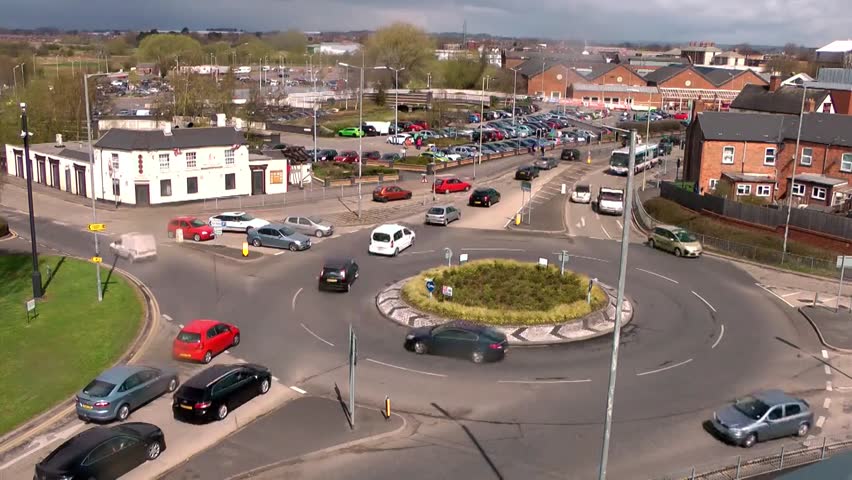 Busy Traffic at a Roundabout - Broadeye Roundabout, Stafford England