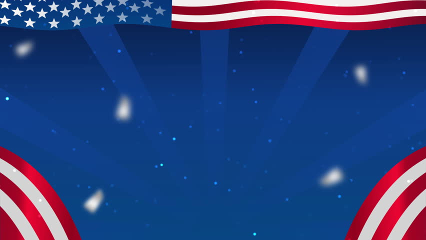 Animated 4th of July background with waving American flags, red stars, and glowing particles. Perfect for Independence Day, patriotic videos, and USA national celebrations. - Powered by Shutterstock - Get 15% off with code: PIKWIZARD15
