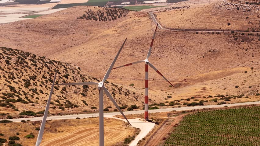 Video about wind turbines field Hagilboa, Israel