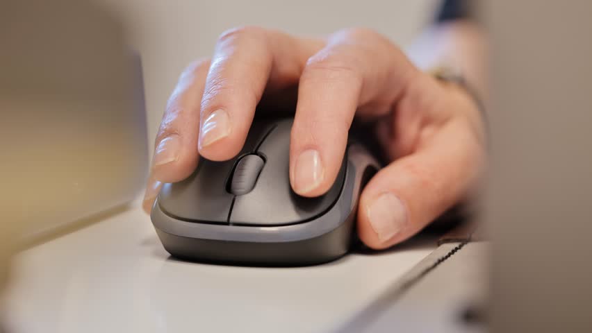 Detailed hand movement using wireless mouse, everyday digital office routine