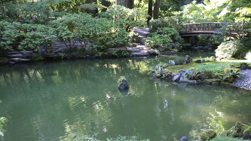 Landscape with the Moon Bridge - Portland Japanese Garden, Oregon
