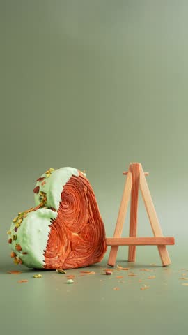 THANK YOU text thanksgiving day Delightful and vibrant heartshaped pastry croissant treat, beautifully topped with colorful frosting nut galore. Mock up template copy space. Food experimentation viral