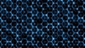 Video overlay glowing hexagonal grid on black background for sci-fi blockchain biotech and futuristic concept - Powered by Shutterstock - Get 15% off with code: PIKWIZARD15