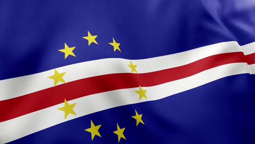 Realistic waving flag of Cape Verde, blue field, stripes, circle of yellow stars. African island nation symbol, Praia, patriotism, Cape Verde