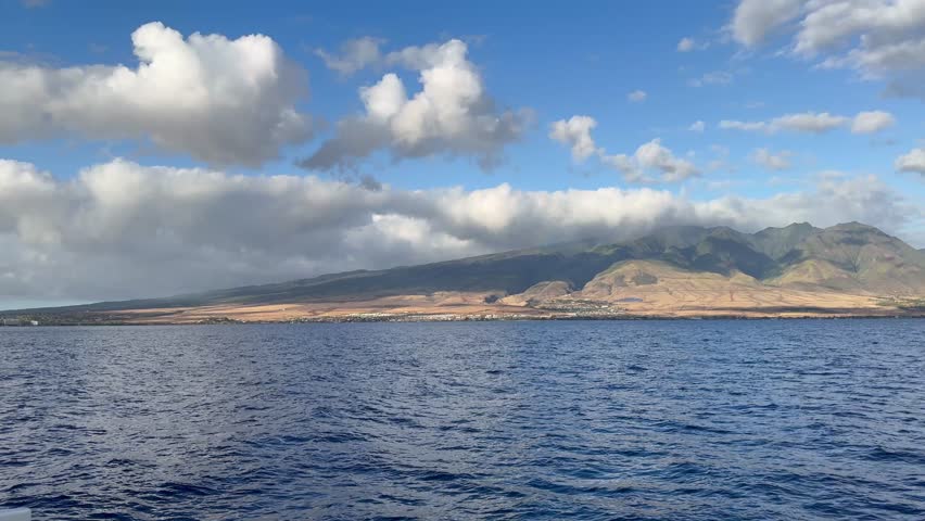 Beautiful West Maui coastal vista viewed from a boat, Hawaii