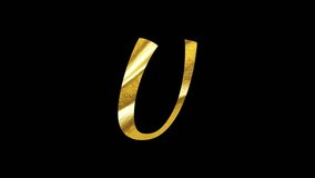 Letter U gold text animation seamless loop. 4K - Powered by Shutterstock - Get 15% off with code: PIKWIZARD15