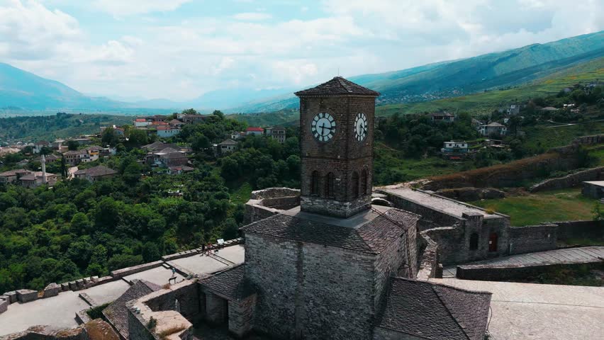 Aerial view of Gjirokaster Unesco World Heritage Town in Albania