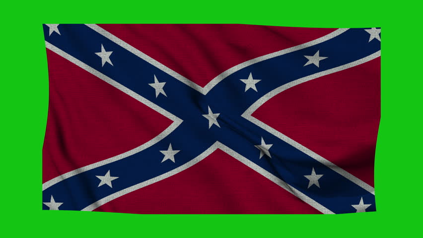 confederate flag on green screen background, 4K