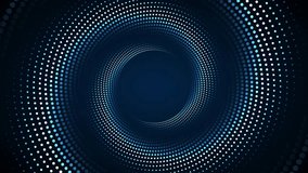 Abstract animated background with blue dots circles spinning in dark space. Dynamic and smooth rotating dotted lines for ads, creative digital design, motion graphic element, or sales presentation - Powered by Shutterstock - Get 15% off with code: PIKWIZARD15
