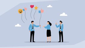 Office Team Sharing Positive Feedback and Emotions – Corporate Communication cartoon animation - Powered by Shutterstock - Get 15% off with code: PIKWIZARD15