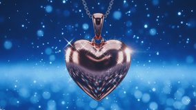 Gold heart pendant with blue bokeh twinkling background, negative space for romantic and valentine decoration design background - Powered by Shutterstock - Get 15% off with code: PIKWIZARD15