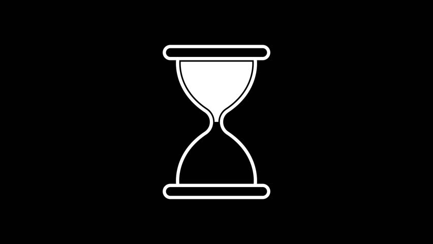4K looping animation of a classic hourglass wait symbol set against a black background