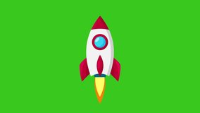 Green screen animation showing a rocket flying upward with flames from below - Powered by Shutterstock - Get 15% off with code: PIKWIZARD15