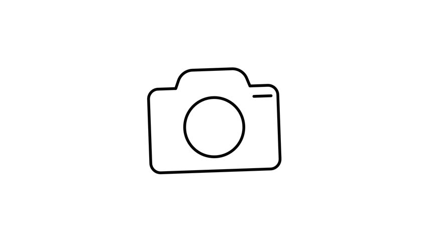 Simple camera line icon animation on a white background