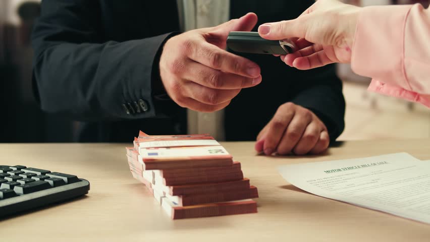 Stacks of cash dollars and euro, Banknotes counting, buying car flat home or real estate, Counting dollar euro banknotes in crime lab with machine, cashed out money, bitcoin changing