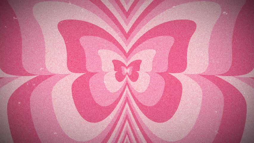 color changing butterfly tunnel looping animation with vintage retro film texture