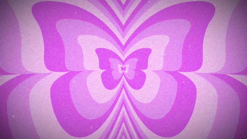 color changing butterfly tunnel looping animation with vintage retro film texture