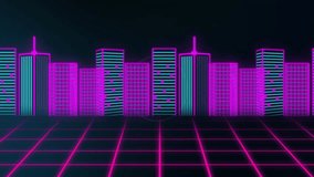 System launching neon grid glowing and rotating digital rings scanning magenta skyline showing data. Futuristic, cyberpunk, digital, technology, sci-fi, abstract, immersive - Powered by Shutterstock - Get 15% off with code: PIKWIZARD15