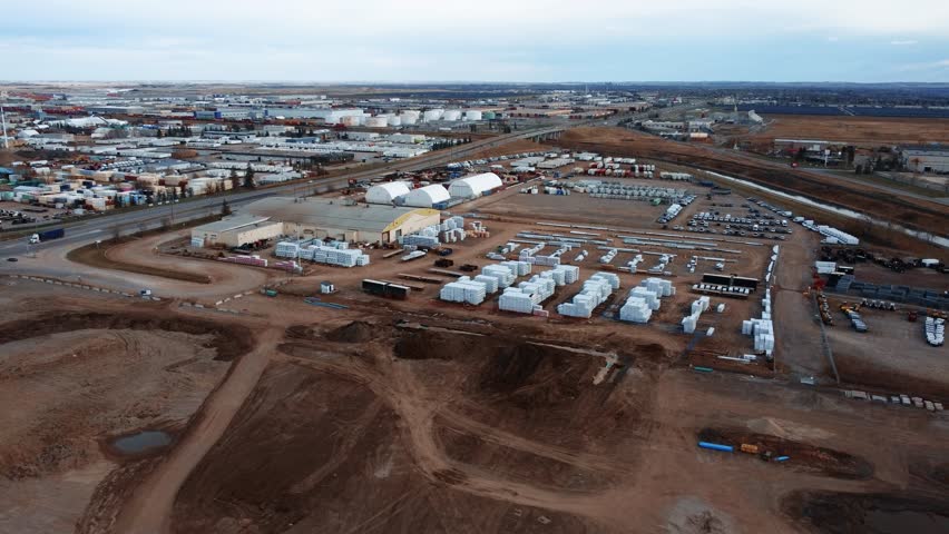 Empty Construction Site After Work Shift in Southeast Calgary