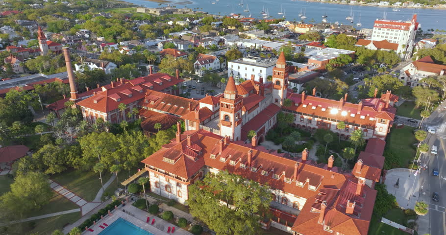 St Augustine, Florida. Flagler College in old historical city in USA. American travel destination.