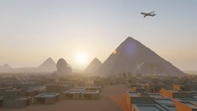 Plane flying over the Hoover Pyramids in Egypt - Powered by Shutterstock - Get 15% off with code: PIKWIZARD15