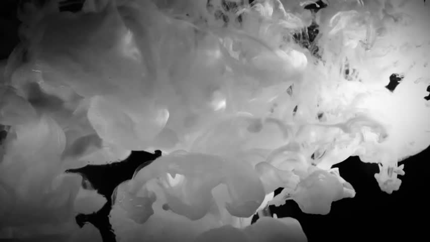 White smoke,fog or dry ice dispersing or spreading on black background